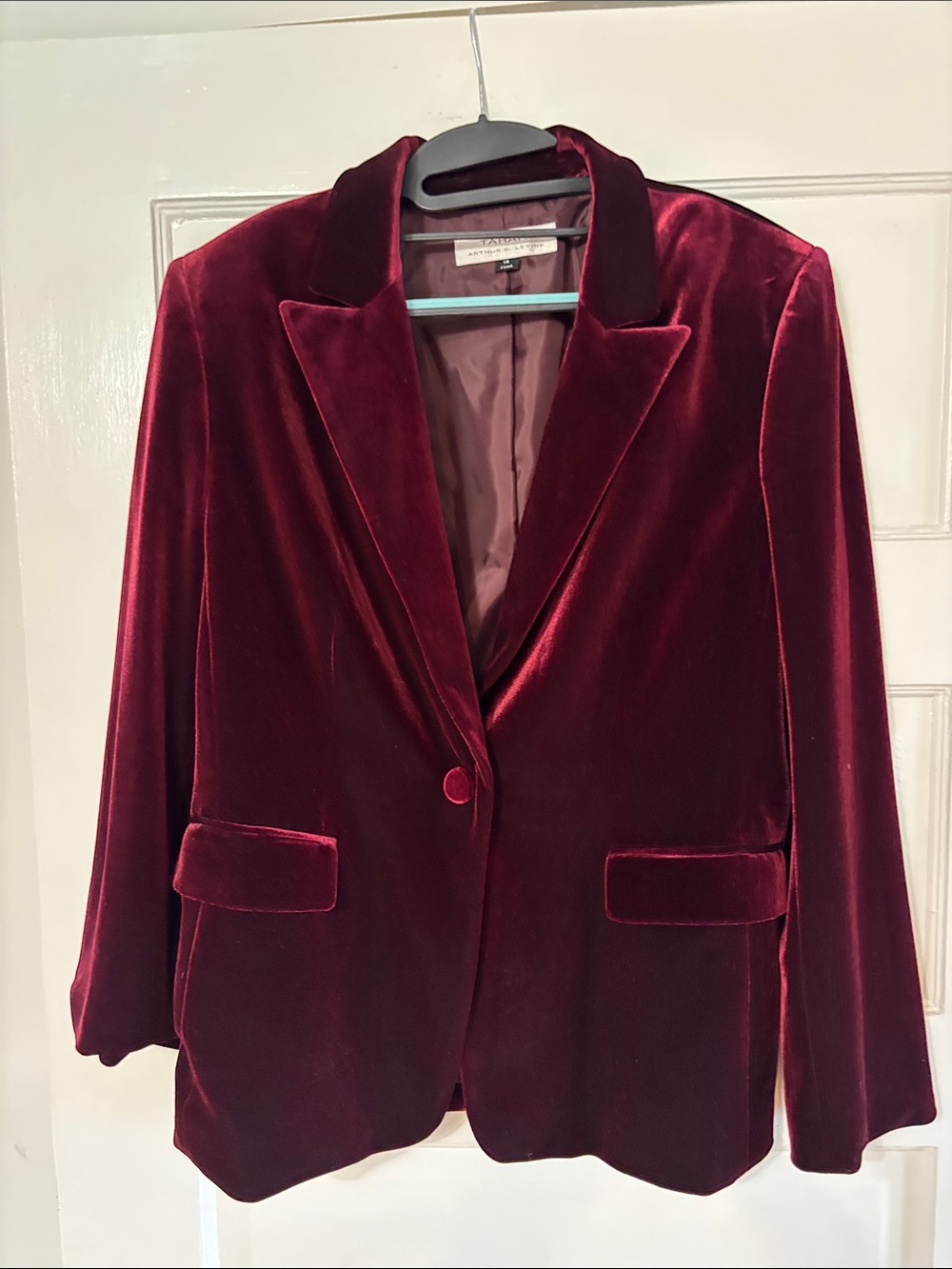 Tahari Women's Velvet Blazer Jacket - Rich Burgundy